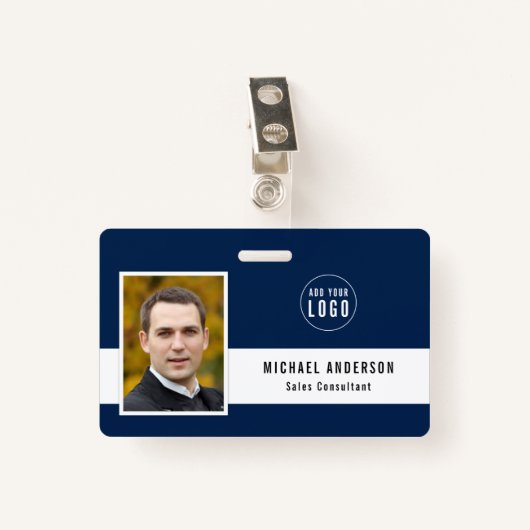 Bewerkbare achtergrondkleur Voeg uw foto-naam van  Badge (Voorkant met clip)