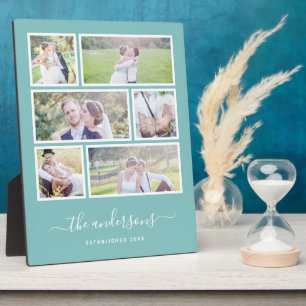Bewerkbare achtergrondkleur Zes foto-collage-scrip Fotoplaat