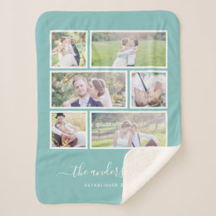 Bewerkbare achtergrondkleur Zes Photo Collage Scri Sherpa Deken