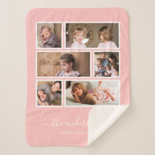 Bewerkbare achtergrondkleur Zes Photo Collage Scri Sherpa Deken