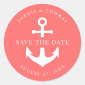 Bewerkbare achtergrondkleuranker opslaan Datum Ronde Sticker (Voorkant)