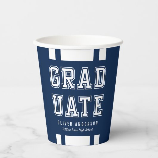 Bewerkbare achtergrondkleurvariatie Afstuderen Papieren Bekers (Voorkant)