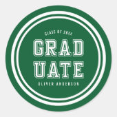Bewerkbare achtergrondkleurvariatie Afstuderen Ronde Sticker (Voorkant)