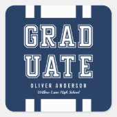 Bewerkbare achtergrondkleurvariatie Afstuderen Vierkante Sticker (Voorkant)