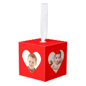 Bewerkbare afbeeldingen met rode kerst kubus ornament (Voorkant hoekig)