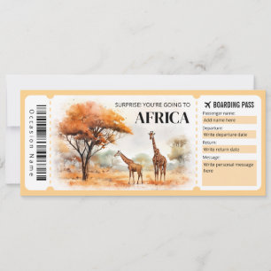 Bewerkbare Africa Boarding Pass Vliegticket Kaart
