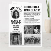 Bewerkbare Afstuderen krantenaankondigingsuitnodig Kaart (Achterkant)