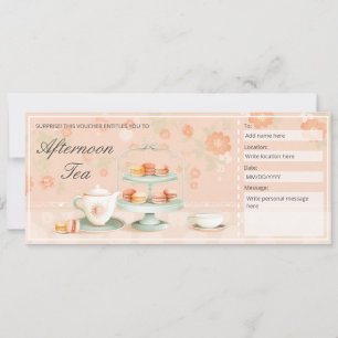 Bewerkbare Afternoon Tea Cadeaubon Sjabloon Kaart
