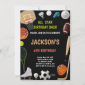 Bewerkbare All-Star Athletic Party Uitnodigen Kaart (Voorkant)