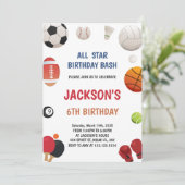 Bewerkbare All-Star Boys Athletic Party Uitnodigen Kaart (Staand voorkant)