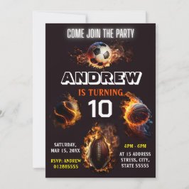 Bewerkbare All Star Sports verjaardagsuitnodiging Kaart