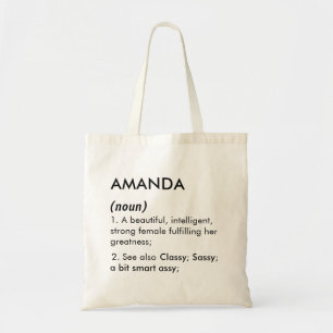Bewerkbare Amanda naam definitie, aangepaste naam Tote Bag