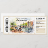 Bewerkbare Amsterdam Boarding Pass Vliegticket Kaart (Voorkant / Achterkant)