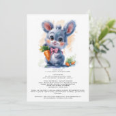 Bewerkbare aquarel Bunny Baby shower Invitation Kaart (Staand voorkant)