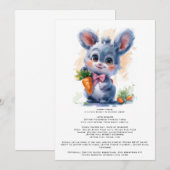 Bewerkbare aquarel Bunny Baby shower Invitation Kaart (Voorkant / Achterkant)