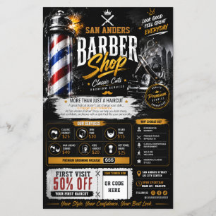 Bewerkbare barbershop flyer Marketingontwerp
