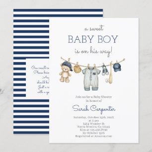 Bewerkbare Baseball Baby shower Boy Kaart