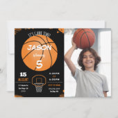 Bewerkbare basketbal foto uitnodiging (Voorkant)