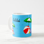 Bewerkbare Beach Ball Pool Paraplu Koffie Mok (Voorkant links)