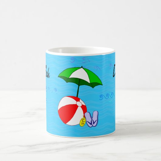 Bewerkbare Beach Ball Pool Paraplu Koffie Mok (Center)