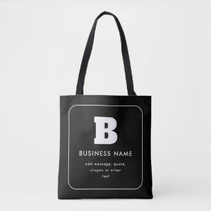 Bewerkbare bedrijfsnaam en slogan Zwart & Wit Draagtas
