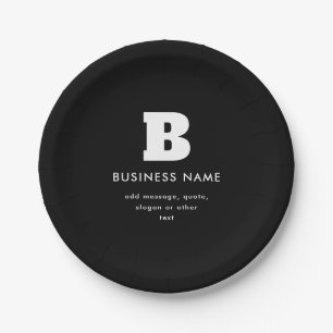 Bewerkbare bedrijfsnaam en slogan Zwart & Wit Papieren Bordje