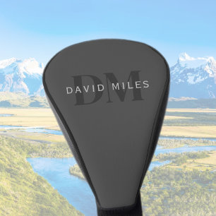 Bewerkbare bedrijfsnaam (of andere tekst) Grijs Golfheadcover