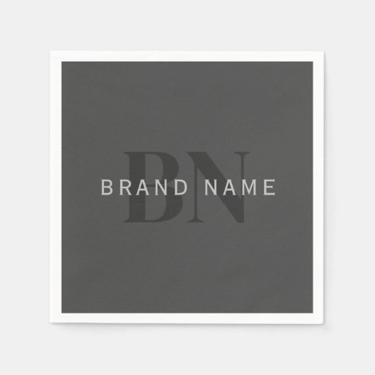 Bewerkbare bedrijfsnaam (of andere tekst) Grijs Servet (Voorkant)