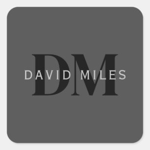 Bewerkbare bedrijfsnaam (of andere tekst) Grijs Vierkante Sticker