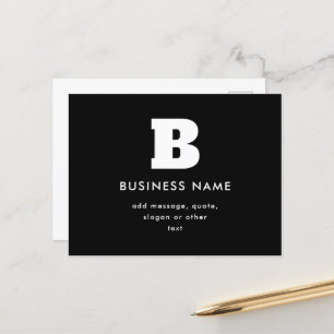 Bewerkbare bedrijfsnaam & slogan Zwart & Wit Briefkaart