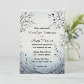 Bewerkbare bessen op Blue Wedding Kaart (Staand voorkant)