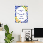 Bewerkbare Blauwe Tegels Citrus teken Poster (Thuiskantoor)