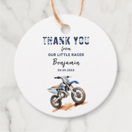Bewerkbare Blauwe Vuilfiets Verjaardagscyclus Bedankjes Labels