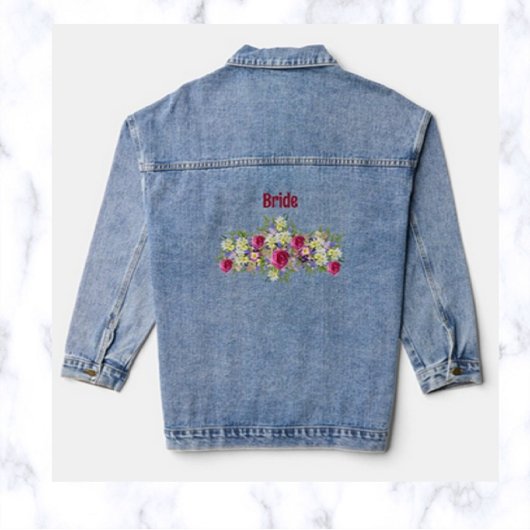Bewerkbare Bloemen Arrangement Bruiloft Denim Jacket