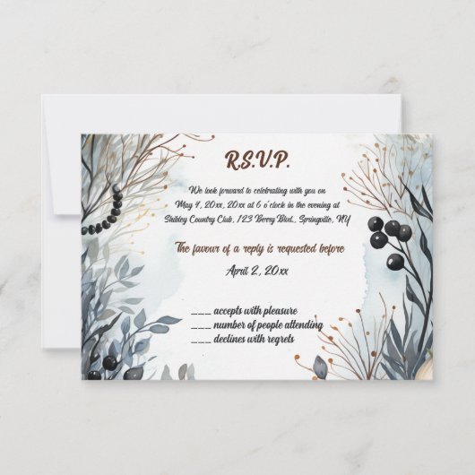 Bewerkbare Blue Flower Garden RSVP (Voorkant)