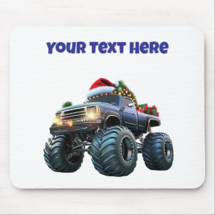 Bewerkbare Blue Monster Truck Christmas Mousepad Muismat