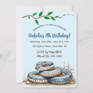 Bewerkbare Blue Snake Birthday Kaart