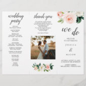 Bewerkbare Blushing Blooms Drieveldig Huwelijkspro Flyer (Voorkant)