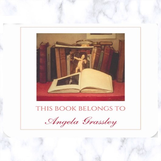 Bewerkbare boeken en vergrootglas vierkante sticker