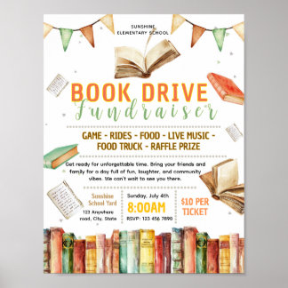 Bewerkbare boekenactie fondsenwervingsflyer poster