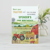 Bewerkbare Boerderij Tractor Verjaardagsuitnodigin Kaart (Staand voorkant)
