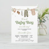 Bewerkbare Boho Het is een Boy Baby Kleding Baby s Kaart (Staand voorkant)