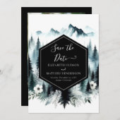 Bewerkbare Boho Mountain Wedding Save The Date (Voorkant / Achterkant)