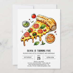 Bewerkbare Boho Pizza Verjaardag Kaart
