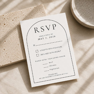 Bewerkbare boogvormige minimale trouw-RSVP-kaart RSVP Kaartje