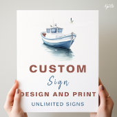 Bewerkbare boot nautische aangepaste verjaardag te poster