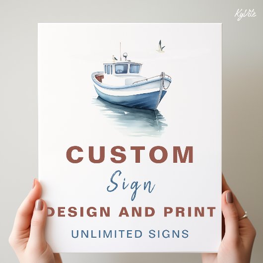 Bewerkbare boot nautische aangepaste verjaardag te poster