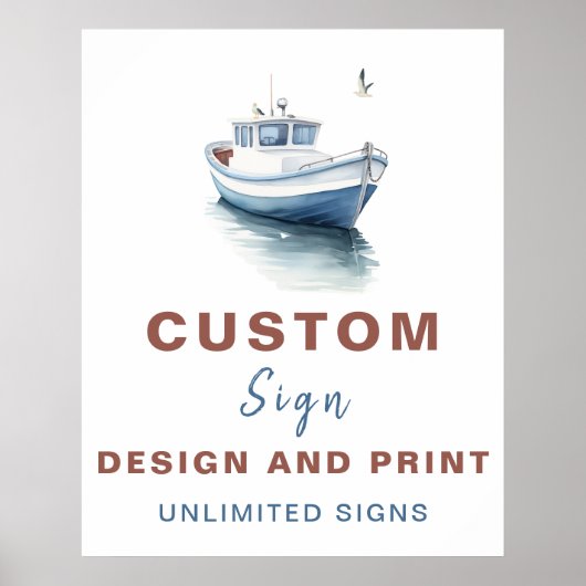 Bewerkbare boot nautische aangepaste verjaardag te poster (Voorkant)