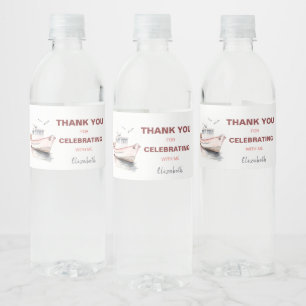 Bewerkbare Boot Nautische Waterfles Label - Meisje Waterfles Etiket