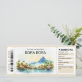Bewerkbare Bora Bora Vliegticket Boarding Pass Kaart (Staand voorkant)